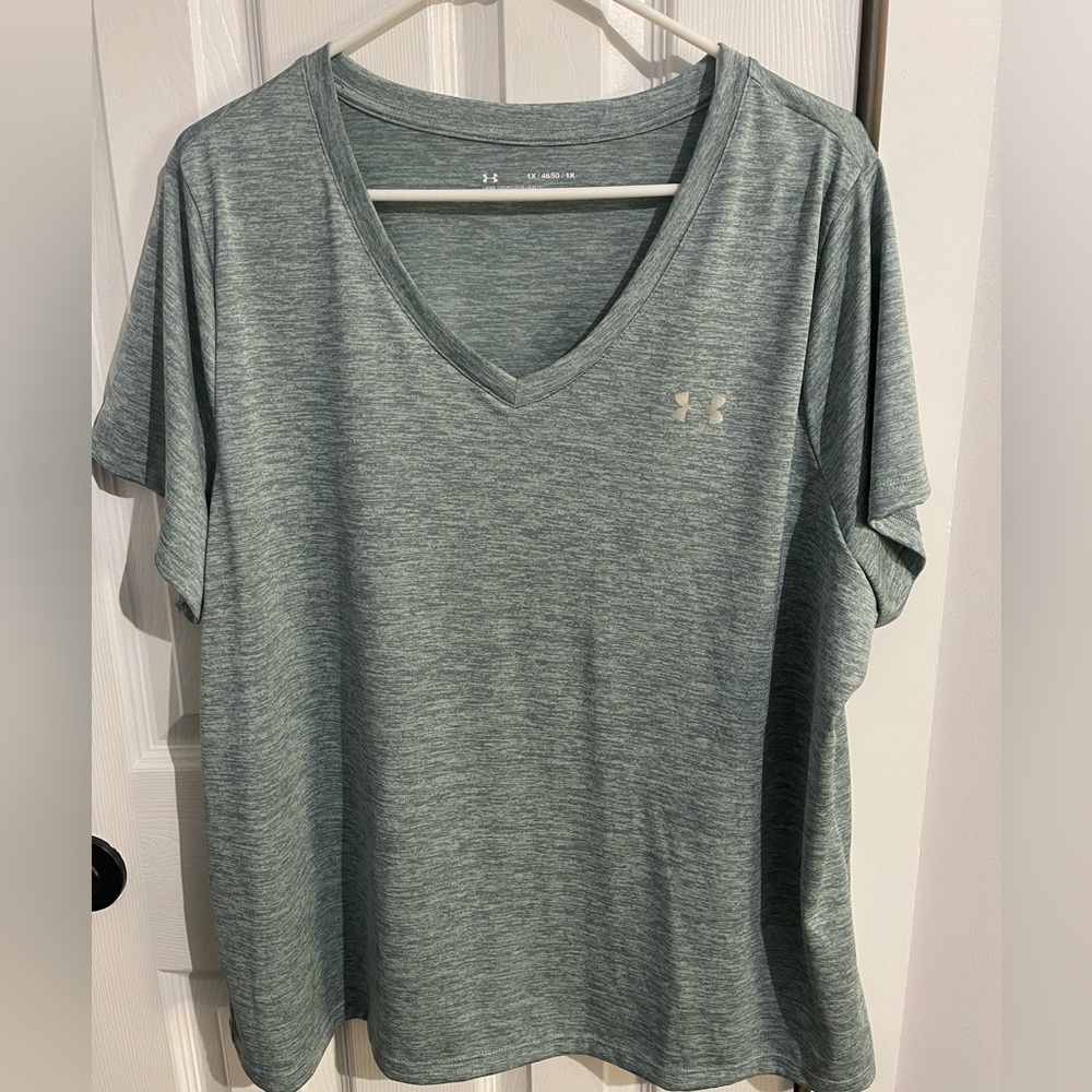 Light green UA workout top